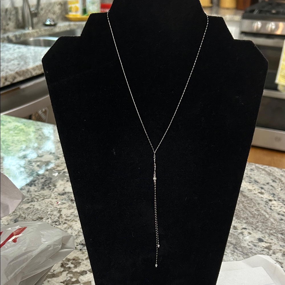Minimal Silver Lariat Necklace - Sleek Drop Pendant for Women